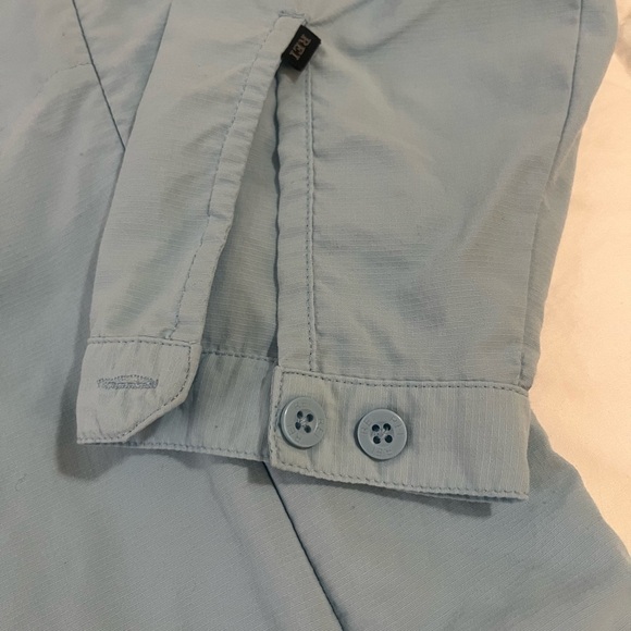 REI SAHARA LIGHT BLUE OUTDOOR HIKING 100% TACTEL NYLON SHIRT, SIZE M. - Picture 7 of 11